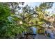 Tranquil waterfront view with lush greenery and a private dock at 1214 E Park Cir, Tampa, FL 33604