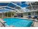 Refreshing blue pool with screened enclosure, patio, and ample seating at 12703 Lake Hills Dr, Riverview, FL 33569