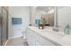 Modern bathroom with double vanity and walk-in shower at 32697 Rustic Rise Rd, San Antonio, FL 33576