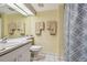 Clean bathroom with shower/tub combo and updated vanity at 36750 Us Highway 19 N # 15118, Palm Harbor, FL 34684