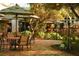 Outdoor patio furniture under umbrellas near building at 36750 Us Highway 19 N # 15118, Palm Harbor, FL 34684