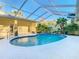 Enclosed heated pool with a tranquil waterfall feature at 11620 Eastern Star Ct, New Port Richey, FL 34654