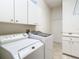Laundry room with washer, dryer, cabinets, and utility sink at 11620 Eastern Star Ct, New Port Richey, FL 34654