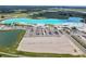 Aerial view of Crystal Lagoon and parking at 10374 Echo Dock Loop, San Antonio, FL 33576