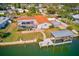 Waterfront property featuring a pool, dock, and scenic canal views, perfect for outdoor living at 1575 Brookside Blvd, Largo, FL 33770