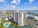 Aerial view of condo building and waterfront at 400 Island Way # 1204, Clearwater, FL 33767