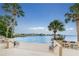 Wooden dock overlooking the calm water with seating at 400 Island Way # 1204, Clearwater, FL 33767