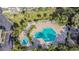 Aerial view of community pool and surrounding area at 400 Island Way # 1204, Clearwater, FL 33767