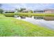 Serene pond view with homes reflecting in the water at 3127 Ivyhill Ct, Holiday, FL 34691