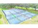 Aerial view of community pickleball courts at 37015 Sandra Ave, Zephyrhills, FL 33542