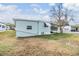 Side view of mobile home showing landscaping and utilities at 37015 Sandra Ave, Zephyrhills, FL 33542