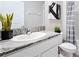 Small bathroom with single vanity and granite countertop at 32722 Osprey Peak Way, San Antonio, FL 33576