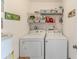 Convenient laundry room with washer, dryer, and storage shelves at 3478 Gum Dr, Weeki Wachee, FL 34607