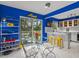 Bright kitchen with white table and chairs, and blue walls at 514 Wideview Ave, Tarpon Springs, FL 34689