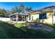 Backyard oasis with fire pit and screened porch at 5215 New Brittany Ln, Zephyrhills, FL 33541