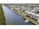 Aerial view of waterfront community with boat docks at 8829 Bay Pointe Dr # 205, Tampa, FL 33615