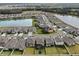 Aerial view of a community with a lake and many houses at 12643 Horseshoe Bend Dr, Lithia, FL 33547