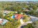 Aerial view showing home, pool, and surrounding area at 2430 Roberta Ln, Clearwater, FL 33764