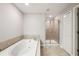 Bathroom with soaking tub and walk-in shower at 28523 Pleasant Bay Loop, Wesley Chapel, FL 33543