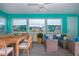 Bright sunroom with wicker furniture and dining table at 1205 Chevy Chase Dr, Sun City Center, FL 33573