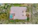 Overhead view of the house and backyard pool at 16312 Dunlindale Dr, Lithia, FL 33547