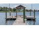 Private covered dock with seating and lake views at 211 Shell Creek Ct, Apollo Beach, FL 33572