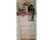 Updated shower with marble-look tile and built-in shelves at 22481 Westchester Blvd # A23, Punta Gorda, FL 33980