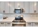 Sleek kitchen countertops and stainless steel appliances at 31428 Briars Ml, San Antonio, FL 33576