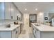 Modern kitchen with stainless steel appliances and island at 31428 Briars Ml, San Antonio, FL 33576