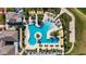 Aerial view of resort-style pool with multiple areas for swimming and lounging at 31428 Briars Ml, San Antonio, FL 33576