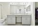Double vanity bathroom with granite countertop and large mirror at 8126 Muddy Pines Pl, Tampa, FL 33635