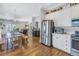 Eat-in kitchen with stainless steel appliances and white cabinets at 7172 Dr Martin Luther King Jr S St, St Petersburg, FL 33705