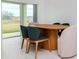 Bright dining area with wooden table and green chairs at 11307 Linden Depot Rd, San Antonio, FL 33576