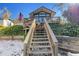 Wooden stairs leading down to waterfront at 7226 Alafia Ridge Loop, Riverview, FL 33569