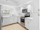 Modern kitchen with white cabinets and stainless steel appliances at 15890 Sanctuary Dr, Tampa, FL 33647