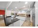 Modern kitchen with stainless steel appliances and pool view at 3939 Venetian Way, Tampa, FL 33634