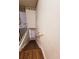 Wooden staircase leading to lower level at 7634 Desoto Ct, Tampa, FL 33615