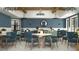 Stylish community room with blue walls and large tables at 9650 Minnow Ray Dr, Land O Lakes, FL 34638