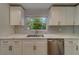 Modern kitchen with white cabinets, quartz countertops and double sink at 1566 Long St, Clearwater, FL 33755