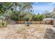 Fenced backyard with fire pit and seating area at 1841 Overbrook Ave, Clearwater, FL 33755