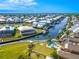 Aerial view of waterfront home and private backyard at 710 Islebay Dr, Apollo Beach, FL 33572