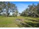 Spacious backyard with fire pit and mature oak trees at 11518 Hammock Oaks Ct, Lithia, FL 33547