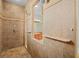 Walk-in shower with tile surround and built-in shelving and niche at 11518 Hammock Oaks Ct, Lithia, FL 33547