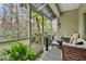 Cozy screened-in porch with comfortable seating and wooded views at 3607 Trafalgar Way # 103, Palm Harbor, FL 34685