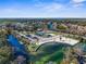 Aerial view of a park with a sandy beach and calm water at 5401 Circle Dr, Weeki Wachee, FL 34607