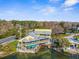 Aerial view of a waterfront restaurant with outdoor seating at 5401 Circle Dr, Weeki Wachee, FL 34607