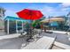 Outdoor dining area on the dock at 5401 Circle Dr, Weeki Wachee, FL 34607