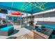 Covered patio with seating area and string lights at 5401 Circle Dr, Weeki Wachee, FL 34607