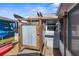 Outdoor shower with rustic wooden frame at 5401 Circle Dr, Weeki Wachee, FL 34607
