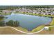 Large lake with fountain and houses around it at 5725 Stockport St, Riverview, FL 33578